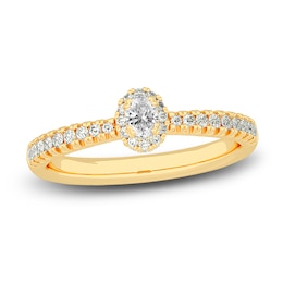Diamond Promise Ring 3/8 ct tw Oval/Round 14K Yellow Gold
