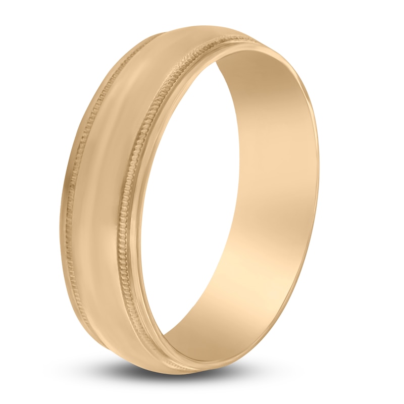 Main Image 2 of Milgrain Beveled Wedding Band 14K Yellow Gold 7mm