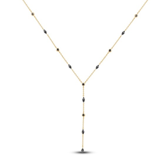 Pnina Tornai Black Diamond Y Necklace 1/2 ct tw Round/Radiant-cut 14K Yellow Gold