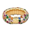 Thumbnail Image 3 of ZYDO Multi-Gemstone & Diamond Stretch Ring 1/3 ct tw 18K Yellow Gold