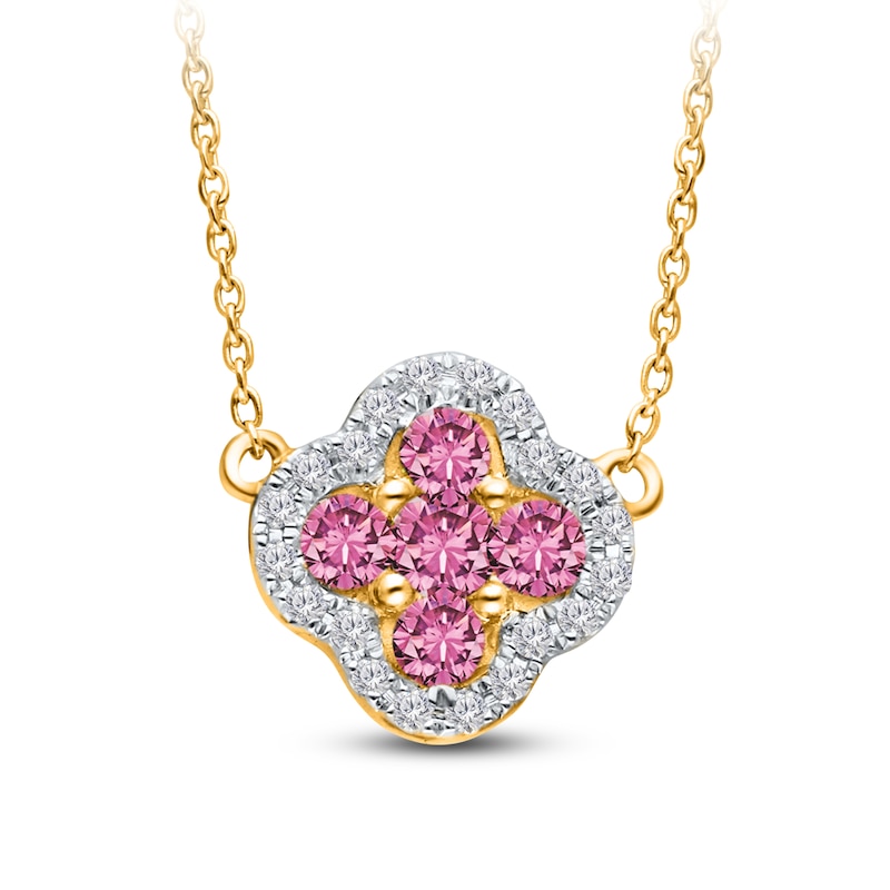 Main Image 2 of Kallati Natural Pink Sapphire & Diamond Necklace 1/10 ct tw 14K Yellow Gold 18"