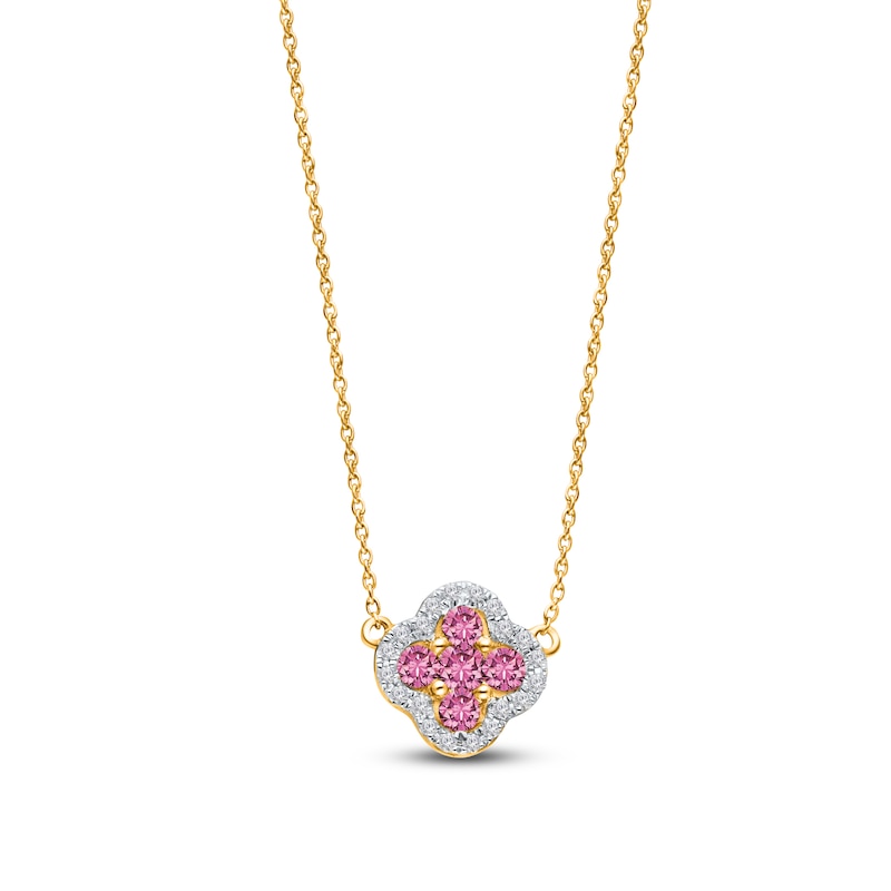 Main Image 3 of Kallati Natural Pink Sapphire & Diamond Necklace 1/10 ct tw 14K Yellow Gold 18"