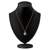 Thumbnail Image 4 of Kallati Oval-Cut Natural Pink Sapphire & Diamond Scalloped Halo Frame Necklace 1/5 ct tw 14K Yellow Gold 18"