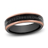 Thumbnail Image 1 of Men's Black Diamond Wedding Band 1/8 ct tw Black & Rose Ion-Plated Tungsten Carbide 6mm