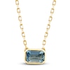 Thumbnail Image 0 of Rectangle-Cut Natural Aquamarine Bezel Solitaire Necklace 10K Yellow Gold 18"