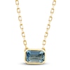 Thumbnail Image 1 of Rectangle-Cut Natural Aquamarine Bezel Solitaire Necklace 10K Yellow Gold 18"
