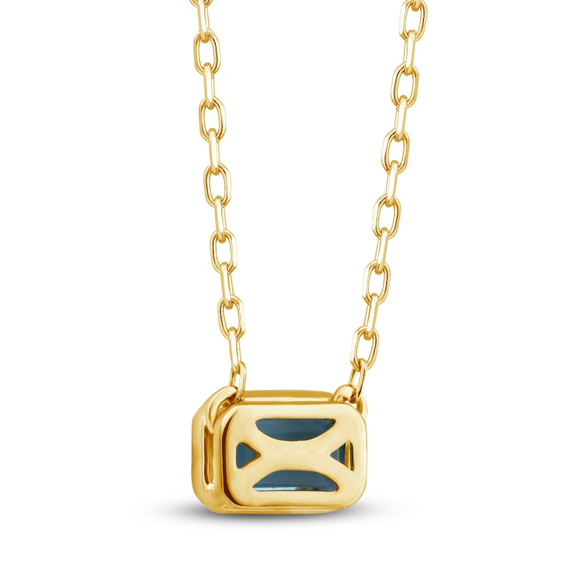 Main Image 3 of Rectangle-Cut Natural Aquamarine Bezel Solitaire Necklace 10K Yellow Gold 18"