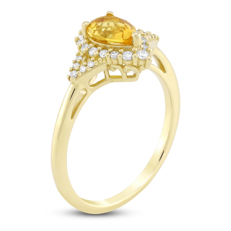 Main Image 2 of Pear-Shaped Natural Citrine & Diamond Ring 1/5 ct tw 10K Yellow Gold