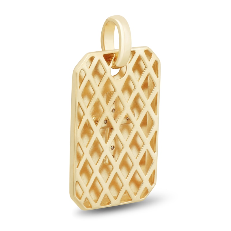 Main Image 3 of Men's Diamond Cross Dog Tag Charm 1/6 ct tw 10K Yellow Gold