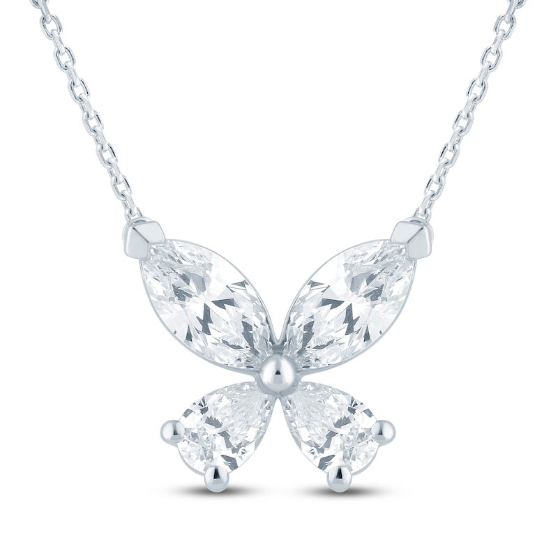 Main Image 1 of Pnina Tornai Pear-Shaped & Marquise Lab-Grown Diamond Butterfly Necklace 2 ct tw 14K White Gold 18"