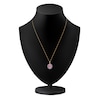 Thumbnail Image 4 of Kallati Oval-Cut Natural Pink Sapphire & Diamond Scalloped Halo Frame Necklace 1/4 ct tw 14K Yellow Gold 18"