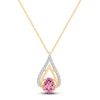 Thumbnail Image 2 of Kallati Oval-Cut Natural Pink Sapphire & Diamond Teardrop Necklace 1/6 ct tw 14K Yellow Gold 18"