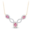 Thumbnail Image 1 of Kallati Oval-Cut & Pear-Shaped Natural Pink Sapphire & Diamond Necklace 3/8 ct tw 14K Yellow Gold 18"