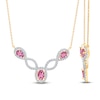 Thumbnail Image 2 of Kallati Oval-Cut & Pear-Shaped Natural Pink Sapphire & Diamond Necklace 3/8 ct tw 14K Yellow Gold 18"