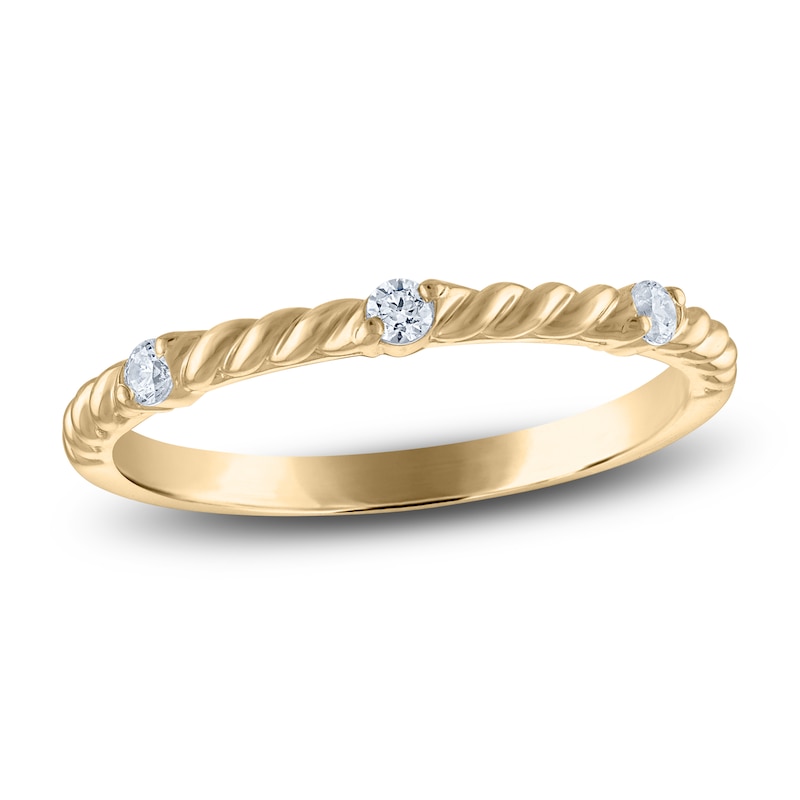 Main Image 1 of Diamond Station Anniversary Ring 1/10 ct tw 14K Yellow Gold