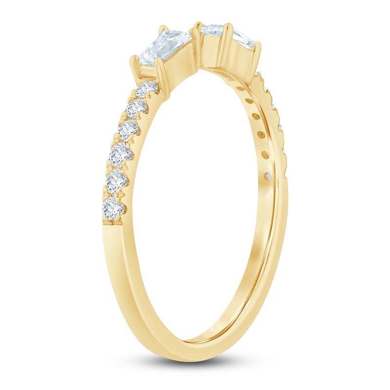 Main Image 2 of Certified Diamond Baguette & Round-Cut Anniversary Ring 1/3 ct tw 14K Yellow Gold