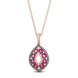 Le Vian Oval-Cut Ruby Marquise-Shaped Necklace 1/2 ct tw Diamonds 14K Strawberry Gold 19"