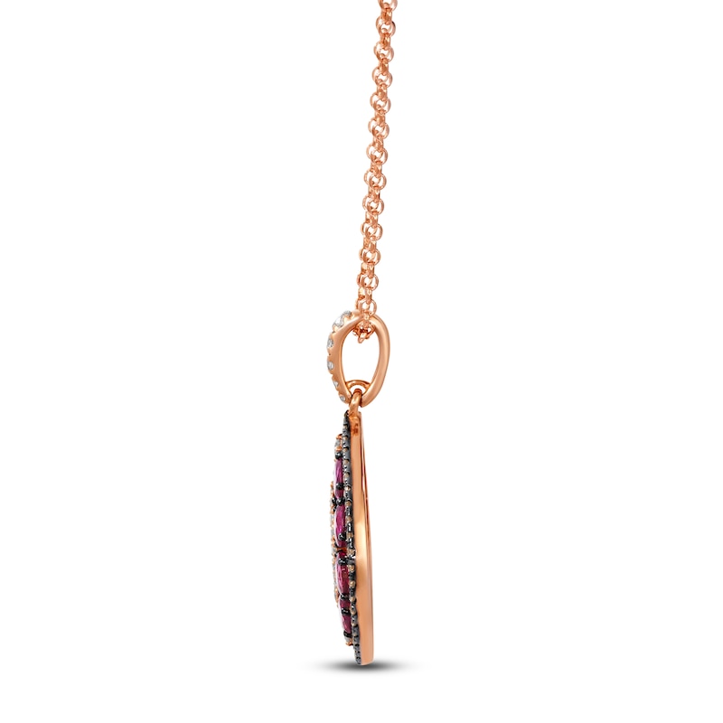 Main Image 2 of Le Vian Oval-Cut Ruby Marquise-Shaped Necklace 1/2 ct tw Diamonds 14K Strawberry Gold 19"