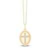Thumbnail Image 1 of Children's Diamond Cross Oval Locket Necklace 1/15 ct tw 14K Yellow Gold 13"