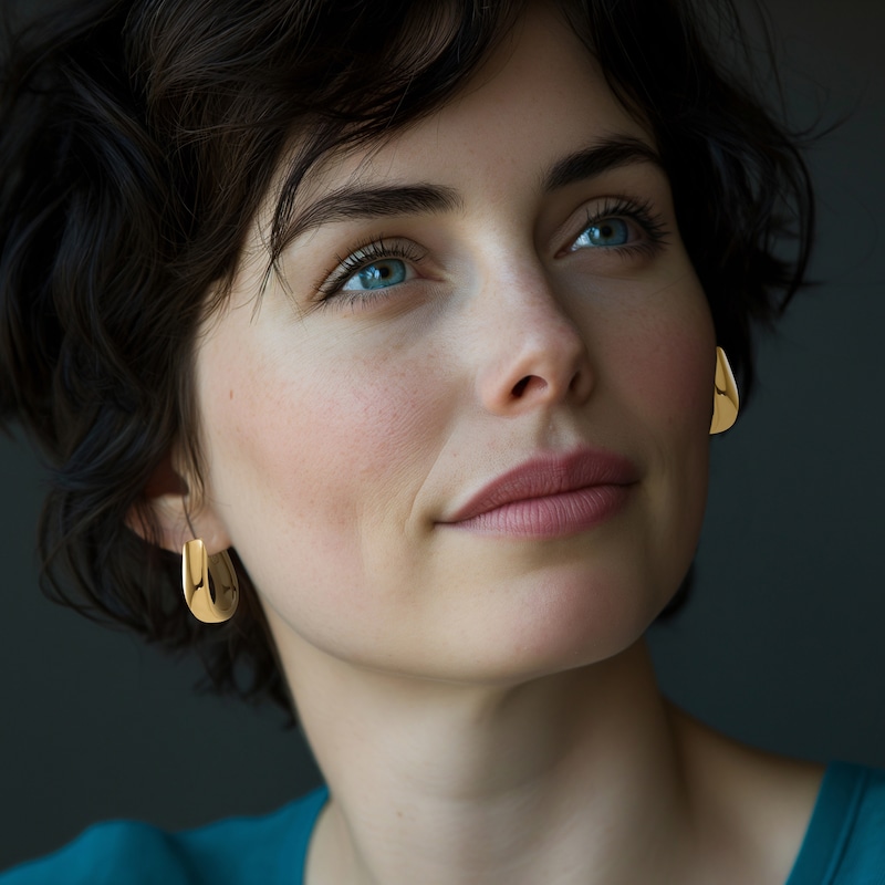 Main Image 3 of Blue Nile X Jared Teardrop Hoop Earrings 14K Yellow Gold