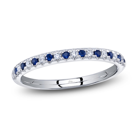 Shy Creation Natural Blue Sapphire & Diamond Ring 1/10 ct tw 14K White Gold SC55025934Z7