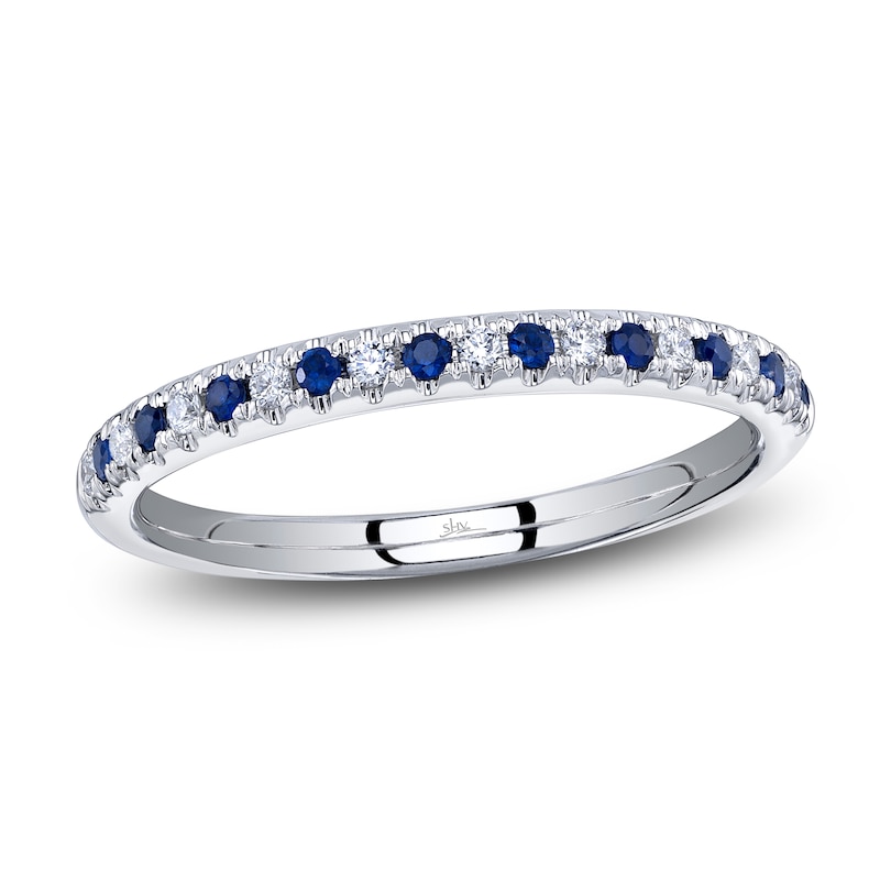 Main Image 1 of Shy Creation Natural Blue Sapphire & Diamond Ring 1/10 ct tw 14K White Gold SC55025934Z7