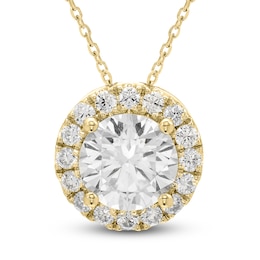 Brilliant Moments Diamond Halo Necklace 3 ct tw 14K Yellow Gold 18"