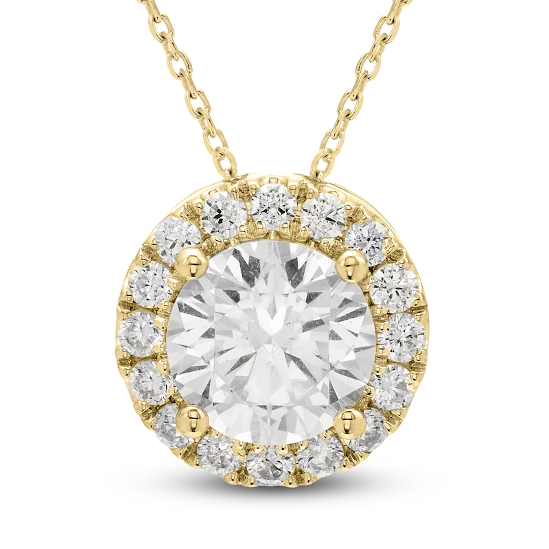 Main Image 1 of Brilliant Moments Diamond Halo Necklace 3 ct tw 14K Yellow Gold 18"