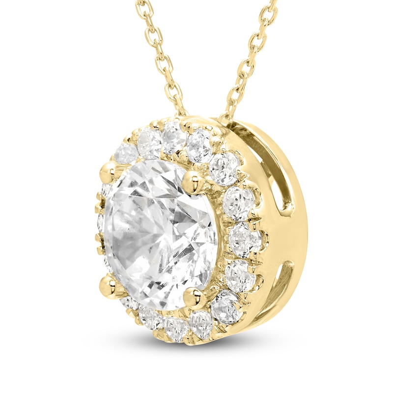 Main Image 2 of Brilliant Moments Diamond Halo Necklace 3 ct tw 14K Yellow Gold 18"