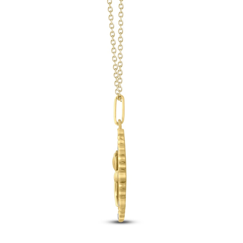 Main Image 3 of Water Lily Birth Flower Diamond Necklace 1/4 ct tw 10K Yellow Gold 18"