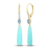 Thumbnail Image 2 of Pear-Shaped Natural Amazonite, Oval-Cut Natural London Blue Topaz & Diamond Dangle Earrings 1/20 ct tw 14K Yellow Gold