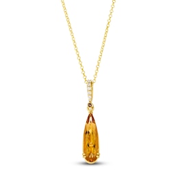 Le Vian Silhouette Elongated Pear-Shaped Natural Citrine Necklace 1/15 ct tw 14K Honey Gold 19"