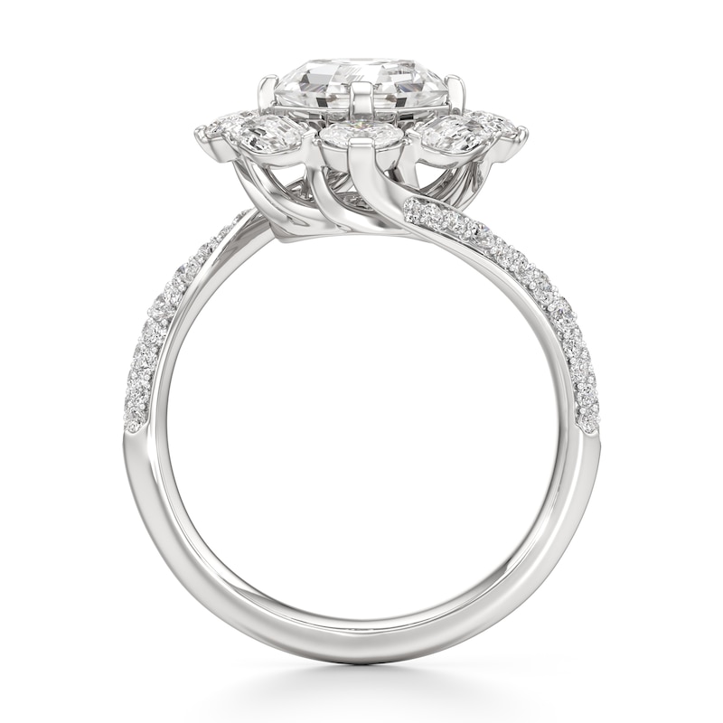 Main Image 2 of J'Lure Octagon Step-Cut Lab-Grown Diamond Halo Bypass Engagement Ring 3-1/6 ct tw 18K White Gold