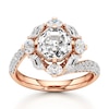 Thumbnail Image 1 of J'Lure Octagon Step-Cut Lab-Grown Diamond Halo Bypass Engagement Ring 3-1/6 ct tw 18K Rose Gold