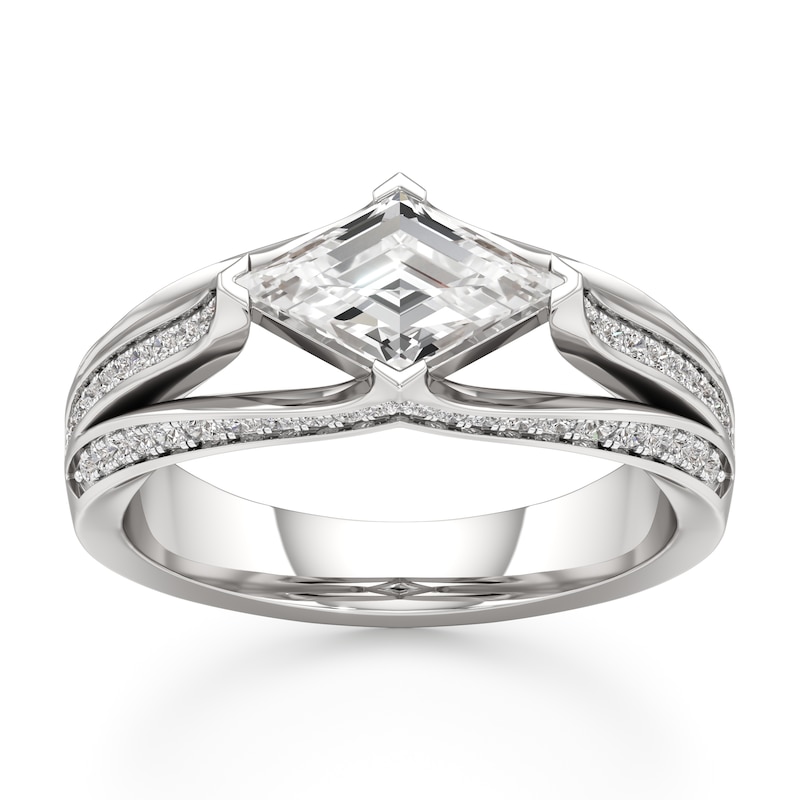 Main Image 1 of J'Lure Lab-Grown Diamond Lozenge Step-Cut Engagement Ring 1-3/8 ct tw 18K White Gold