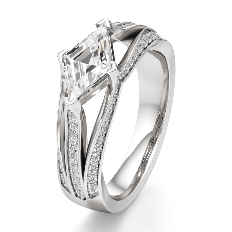 Main Image 4 of J'Lure Lab-Grown Diamond Lozenge Step-Cut Engagement Ring 1-3/8 ct tw 18K White Gold