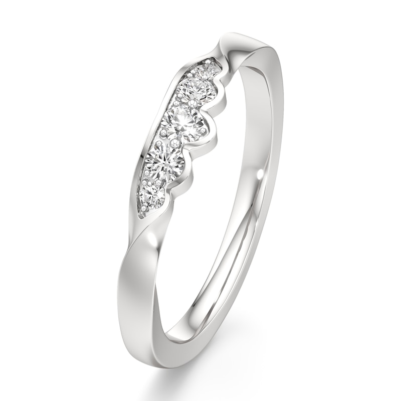 Main Image 4 of J'Lure Lab-Grown Diamond Scalloped Wedding Band 1/6 ct tw 18K White Gold
