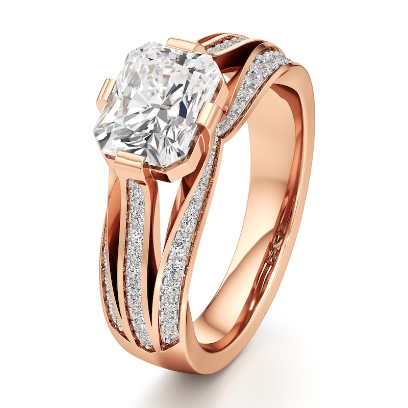 Main Image 4 of J'Lure Lab-Grown Diamond Radiant Brilliant-Cut Engagement Ring 2-3/8 ct tw 18K Rose Gold