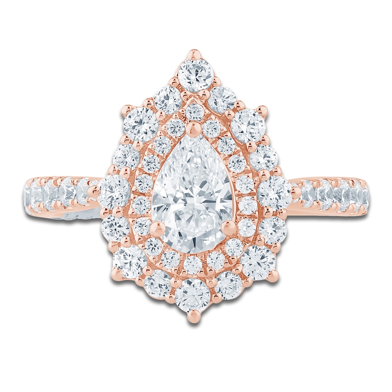 Main Image 3 of Pnina Tornai Pear-Shaped Diamond Double Halo Engagement Ring 1-5/8 ct tw 14K Rose Gold