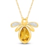 Thumbnail Image 1 of Pear-Shaped Natural Citrine & Diamond Accent Bee Necklace 10K Yellow Gold 18"