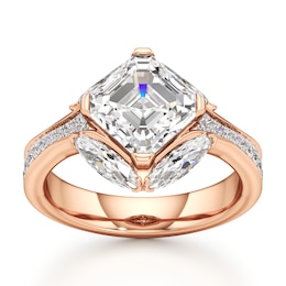 J'Lure Square-Emerald Step-Cut Lab-Grown Diamond Engagement Ring 4-1/2 ct tw 18K Rose Gold