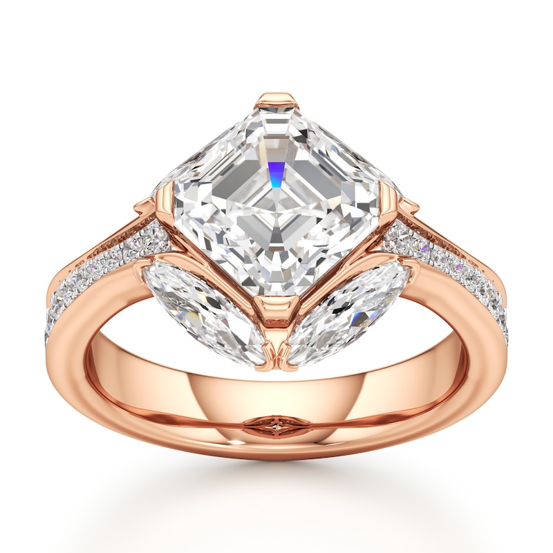 Main Image 1 of J'Lure Square-Emerald Step-Cut Lab-Grown Diamond Engagement Ring 4-1/2 ct tw 18K Rose Gold