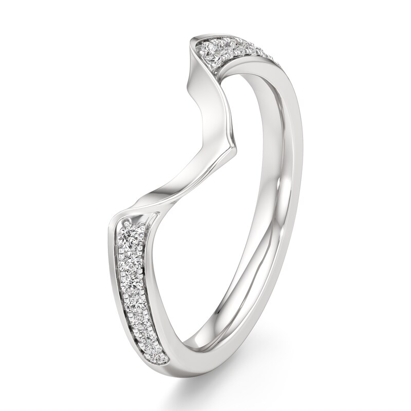 Main Image 4 of J'Lure Lab-Grown Diamond Contour Wedding Band 1/8 ct tw 18K White Gold