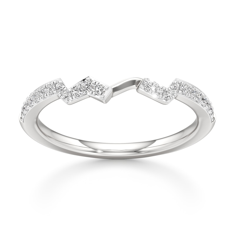 Main Image 1 of J'Lure Lab-Grown Diamond Angled Contour Wedding Band 1/6 ct tw 18K White Gold