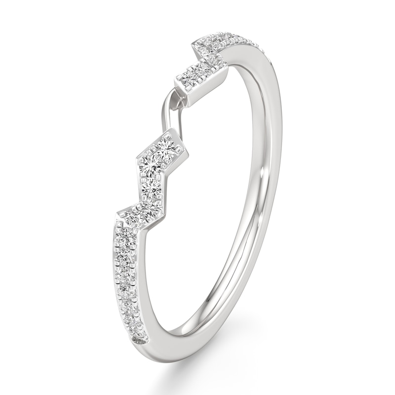 Main Image 4 of J'Lure Lab-Grown Diamond Angled Contour Wedding Band 1/6 ct tw 18K White Gold