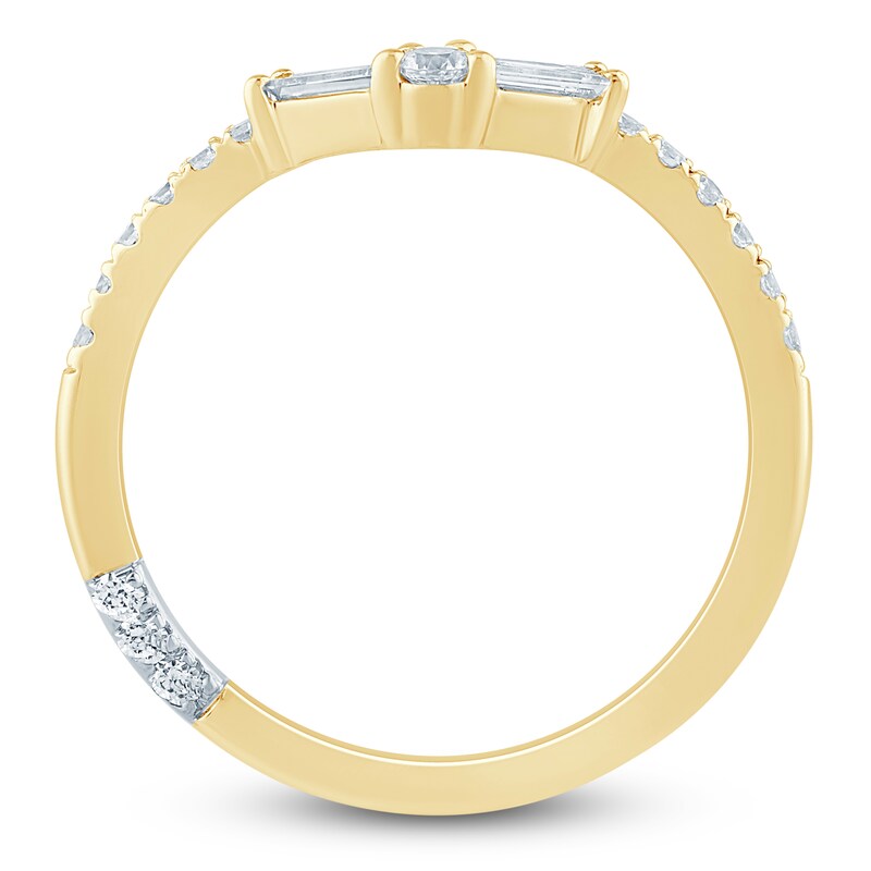 Main Image 4 of Pnina Tornai Baguette & Round-Cut Diamond Contour Anniversary Ring 1/3 ct tw 14K Yellow Gold