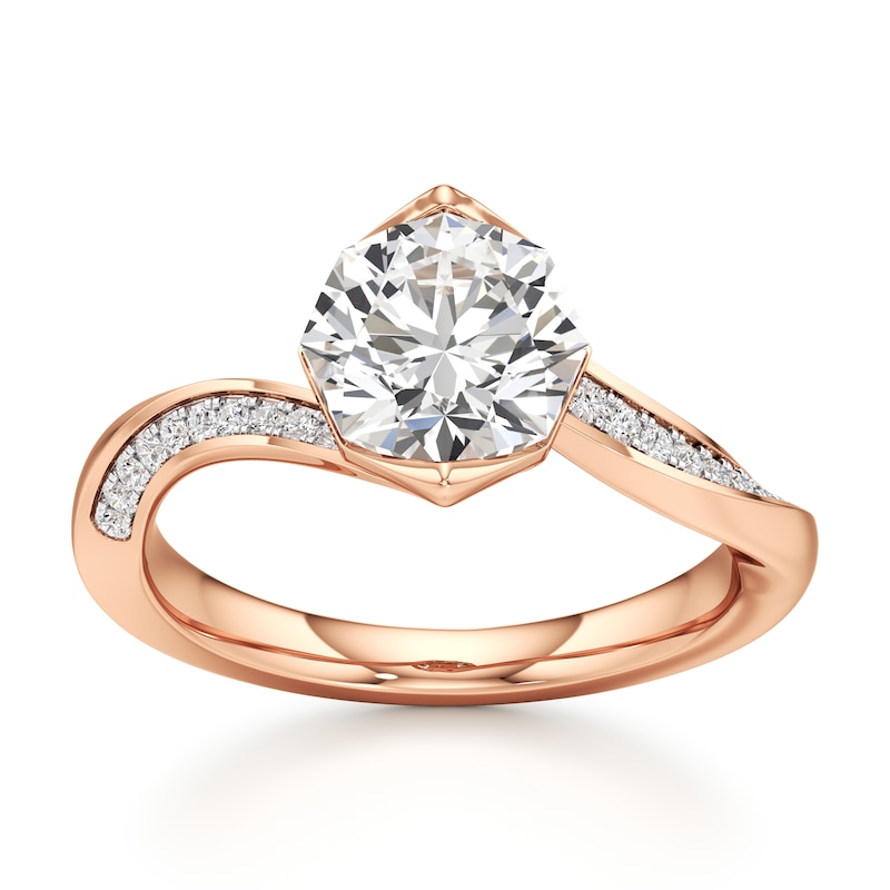 Main Image 1 of J'Lure Octagon Brilliant-Cut Lab-Grown Diamond Bypass Engagement Ring 2-1/6 ct tw 18K Rose Gold