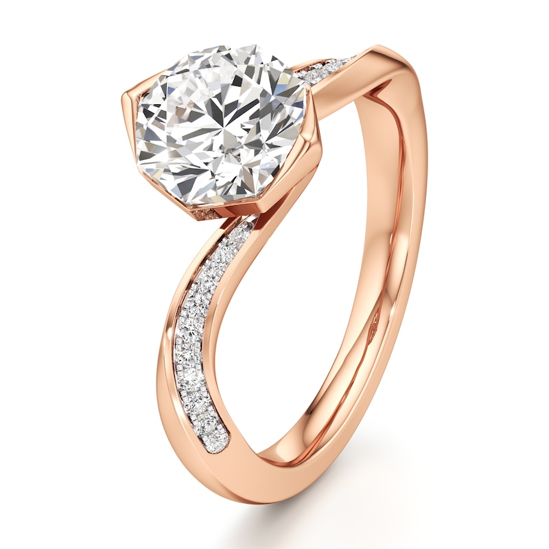 Main Image 4 of J'Lure Octagon Brilliant-Cut Lab-Grown Diamond Bypass Engagement Ring 2-1/6 ct tw 18K Rose Gold
