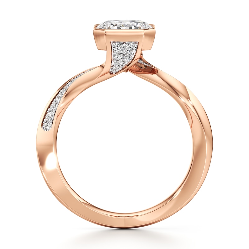 Main Image 2 of J'Lure Imperial-Emerald Step-Cut Lab-Grown Diamond Bypass Engagement Ring 3-1/4 ct tw 18K Rose Gold