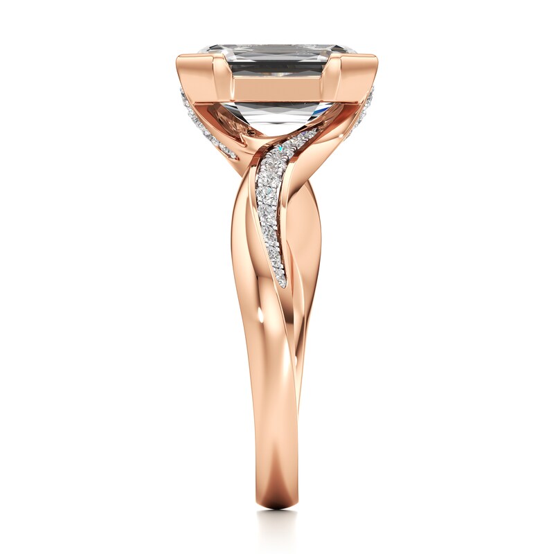 Main Image 3 of J'Lure Imperial-Emerald Step-Cut Lab-Grown Diamond Bypass Engagement Ring 3-1/4 ct tw 18K Rose Gold